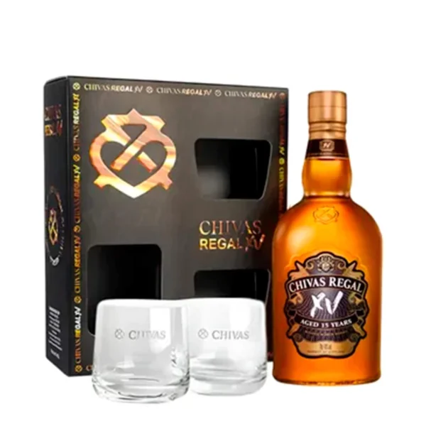 ESTUCHE CHIVAS REGAL XV x 750CC + 2 VASOS