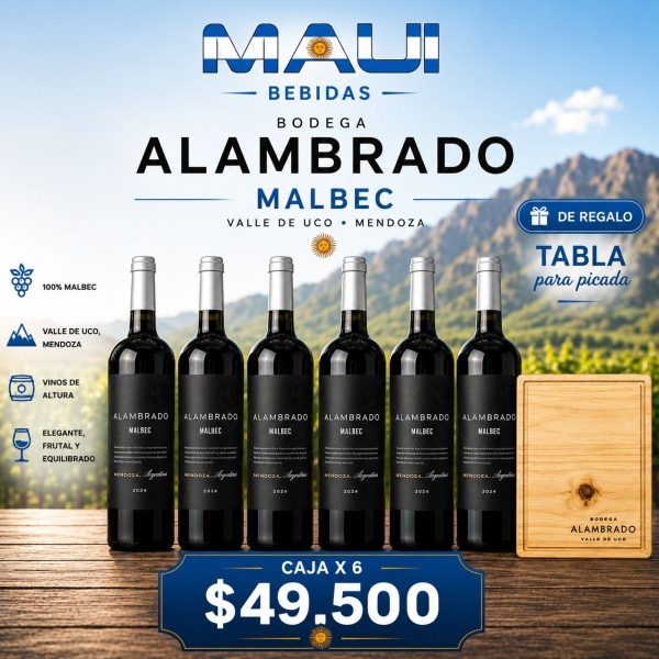 ALAMBRADO MALBEC x 6 U. + TABLA PARA PICADA DE REGALO