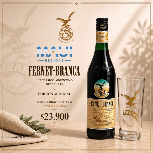 FERNET BRANCA x 750 + VASO LARGO BRANCA