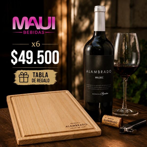 ALAMBRADO MALBEC CAJA x 6 + TABLA DE REGALO